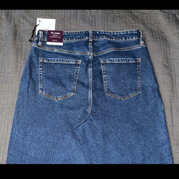 Ava & Viv Womens High Rise Straight Leg Full Jeans Dark Blue,Size 16 - Picture 6 of 7